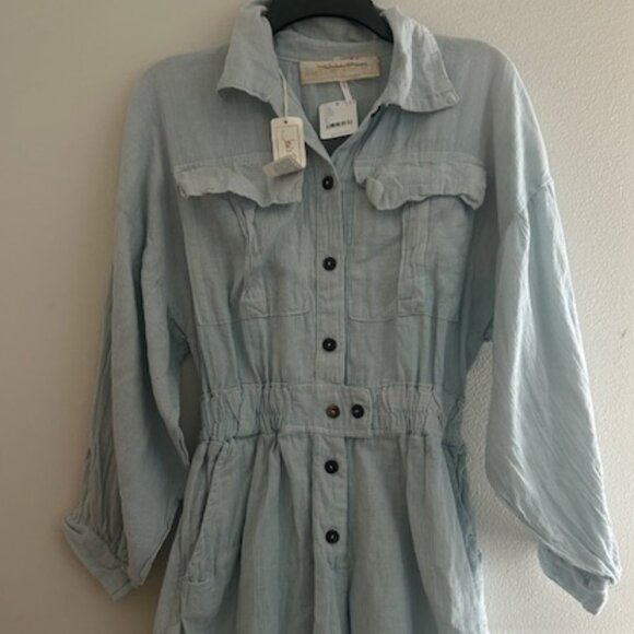 Jen's Pirate Booty x Free People Pants - Jen's Pirate Booty x Free People Light Sky Blue Satisfaction Romper NWT